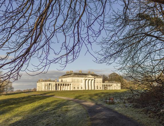 An image of Castle Coole mansion in winter