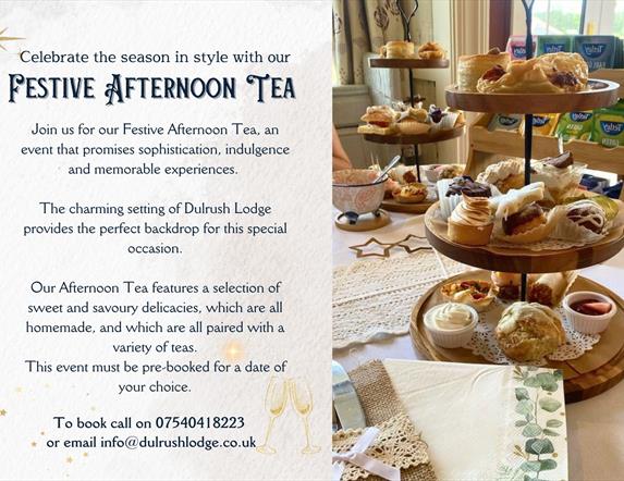 AFTERNOON TEA TABLE AND INFORMATION ABOUT THE EVENT