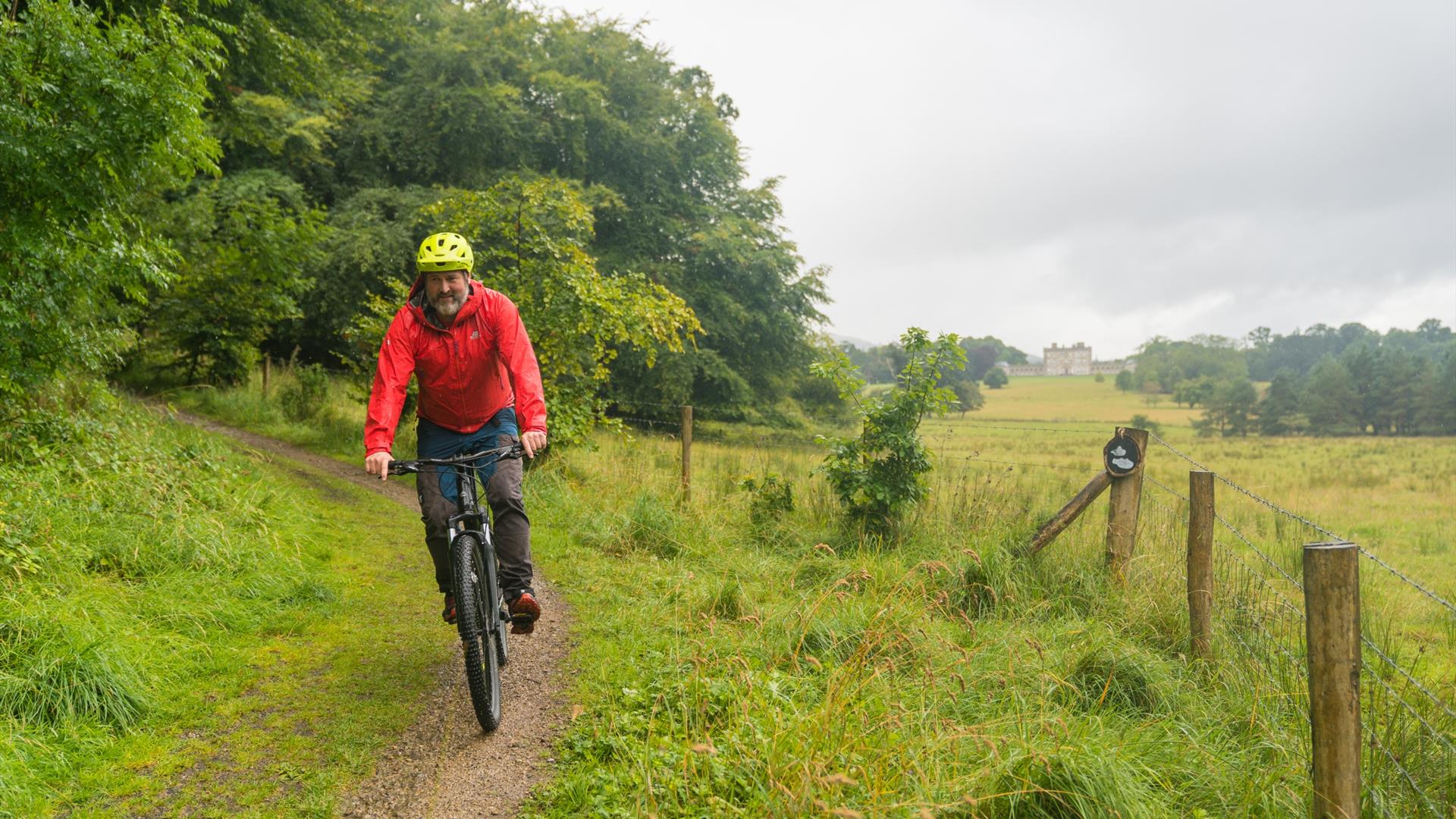 Ranger Dave Tyson on a mountain bike ride at Florence Court