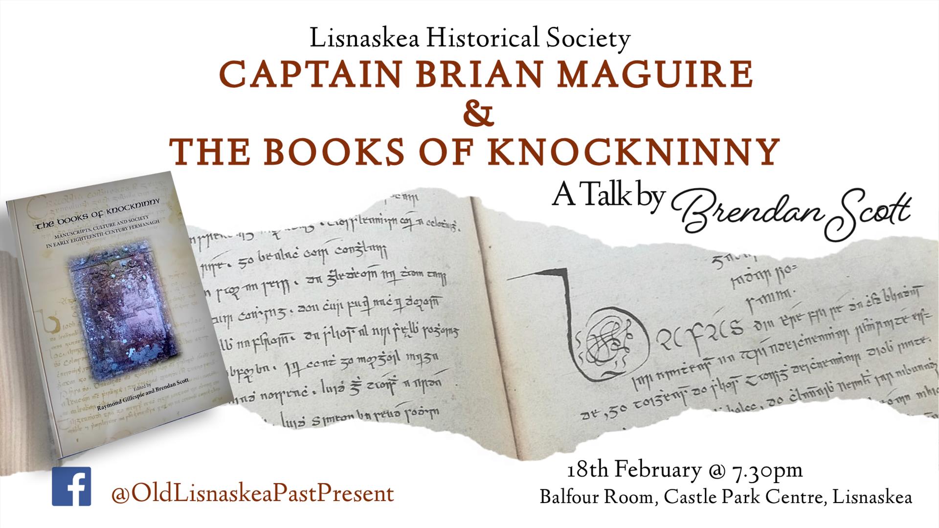 Poster promoting a history talk on the Maguires and the Books of Knockninny