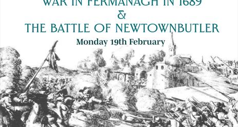 poster promoting a history talk about the Battle of Newtownbutler