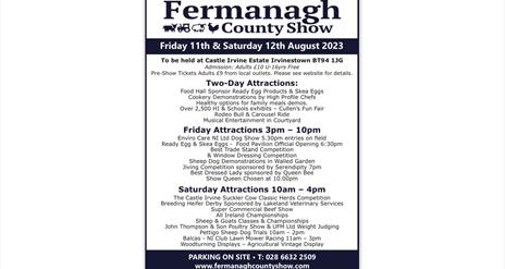 Fermanagh County Show  - Castle Irvine 11th & 12th August 2023