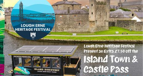 Island Discovery boat in front of Enniskillen Castletle