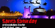 Santa's sleigh and reindeers flying over Enniskillen Castle & Watergate