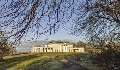 An image of Castle Coole mansion in winter